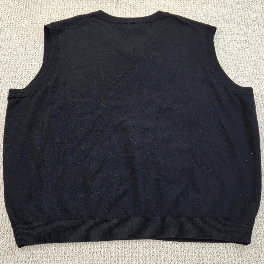 NEW Turnbury Extra‎ Fine Merino Wool Sweater Vest Mens 2XB Black V Neck